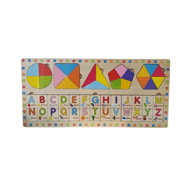 لوحة تعليم الحروف الانجليزية  والاشكال الهندسية [ خشبية ]