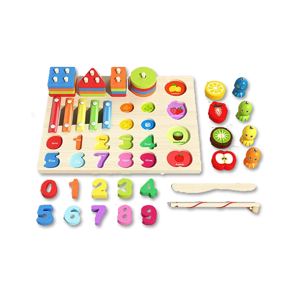 لوحة التعليم الخشبية [الأرقام والأشكال]